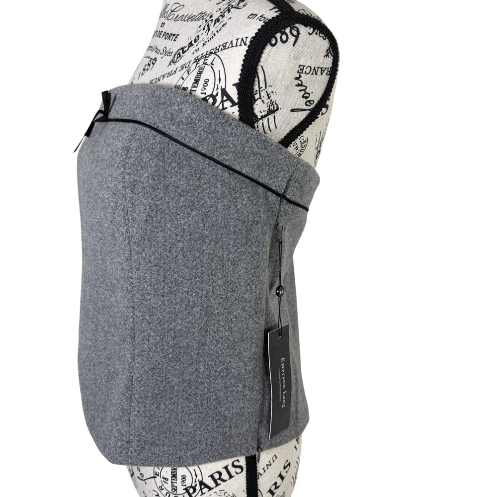 Strapless Crop Top Women Sz XL Gray Side Zip Gabardine Style‎ Bustier Cocktail